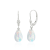 14K Solid White Gold Lab Created White Rainbow Opal Teardrop Earrings