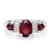 GEMistry Red Garnet and White CZ 925 Sterling Silver 3-Stone Cocktail Ring