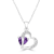 GEMistry Love Heart Amethyst Sterling Silver 18 Inch Cable Chain Pendant Necklace