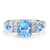 GEMistry Blue Topaz and White CZ 925 Sterling Silver 3-Stone Cocktail Ring