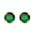 Jewelili 10K Yellow Gold 6mm Round Created Emerald Stud Earrings