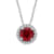 Jewelili Sterling Silver Ruby and Created White Sapphire Pendant with
Rolo Chain