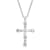 Jewelili 10K White Gold Round White Cubic Zirconia Cross Pendant with
Rope Chain