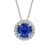 Jewelili Sterling Silver Blue Sapphire and Created White Sapphire
Pendant with Rolo Chain