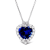 Jewelili Created Blue Sapphire with Created White Sapphire and White
Diamond Pendant with Rolo Chain