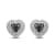 Treated Black and White Diamond Sterling Silver Heart Stud Earrings 0.25 CTW