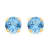 Jewelili 10K Yellow Gold 6mm Round Swiss Blue Topaz Stud Earrings