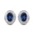 Sterling Silver 7x5 MM Oval Sapphire and Natural White Round Diamond
Stud Earrings