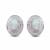 Sterling Silver 7x5 MM Oval Opal and Natural White Round Diamond Stud Earrings