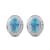 Sterling Silver 7x5 MM Oval Topaz  and Natural White Round Diamond Stud Earrings