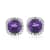 10K White Gold 5x5 MM Cushion Amethyst and 1/10 Ctw Natural White Round
Diamond Stud Earrings