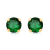 Jewelili 10K Yellow Gold 4mm Round Created Emerald Stud Earrings