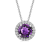 Jewelili Sterling Silver Amethyst and Created White Sapphire Pendant
with Rolo Chain