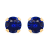 Jewelili 10K Yellow Gold 4mm Round Created Blue Sapphire Stud Earrings