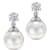 10mm White Organic Man-Made Pearl and CZ Earrings