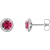 14K White Gold Lab Created Ruby and 1/8 CTW Natural Diamond Stud Earrings