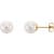 14k Yellow Gold 8 mm White Akoya Cultured Pearl Stud Earrings for Women