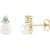 14K Yellow Gold Cultured White Freshwater Pearl and 1/8 CTW Natural
Diamond Stud Earrings for Women