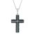 1/3CTW Blue Diamond Two-Tone Stainless Steel Riveted Cross Pendant