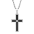 Diamond Accent Stainless Steel Black Enamel Cross Pendant