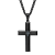 Blue Diamond Accent Stainless Steel Black Ion Cross Plated Pendant