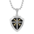 Diamond Accent Stainless Steel Fleur-de-Lis Shield Pendant in Black