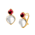 Mogul Gemstone Heart Quartz and Rubellite Earrings