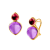Mogul Gemstone Heart Amethyst and Rubellite Earrings