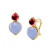 Mogul Gemstone Heart Chalcedony and Rubellite Earrings