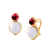 Mogul Gemstone Heart Moonstone and Rubellite Earrings