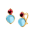 Mogul Gemstone Heart Topaz and Rubellite Earrings
