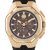 Philipp Plein Octagon Beige Dial Yellow Bezel Black Silicone Strap Watch