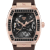 Philipp Plein The $keleton Black Dial Rose Bezel Brown Silicone Strap Watch