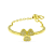 White Sapphire adjustable Clover Ring, Yellow Gold Plated Sterling Silver