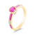 14K Yellow Gold Enamel Ring with  Created Ruby and Diamond
