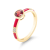 14K Yellow Gold Enamel Ring with  Garnet and Diamond