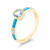14K Yellow Gold Enamel Ring with  Blue Topaz and Diamond