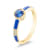 14K Yellow Gold Enamel Ring with Created Blue Sapphire and Diamond
