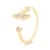 White Sapphire Star Design Chain Link Ring, Yellow Gold Plated Sterling Silver