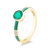 14K Yellow Gold Enamel Ring with  Created Emerald and Diamond