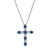 1/8 cttw Lab Grown Diamond and Created Blue Sapphire Sterling Silver
Cross Pendant Necklace