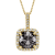 Black Diamond Round White Diamond Halo Pendant With Chain In 14k Yellow
Gold 2.38ctw Cushion Shape