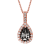 Black and White Diamond Halo Pendant With Chain Pear Drop in 14K Rose
Gold With Chain (1.41 Cttw)