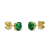 10 Karat Yellow Gold Emerald Stud Earrings For Women