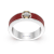 Red Enamel and Lab Diamond Ring In Sterling Silver