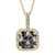 Black Diamond Round White Diamond Halo Pendant With Chain In 14k Yellow
Gold 3.81ctw Cushion Shape