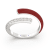Red Enamel and Lab Diamond Open Ring In Sterling Silver