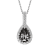 Black and White Diamond Halo Pendant With Chain Pear Drop in 14K White
Gold With Chain (1.41 Cttw)
