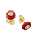 Belle Ciambelle-18K YG studs set with 0.10ctw diamonds and red coral doughnut.