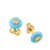 Belle Ciambelle-18K YG studs set with 0.10ctw diamonds and blue
turquoise doughnut.
